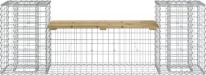 vidaXL Ławka ogrodowa z gabionem, 183x41x60,5 cm, impregnowana sosna 5
