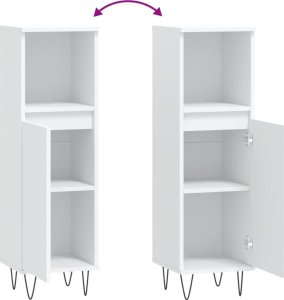 vidaXL Szafka łazienkowa, biała, 30x30x100 cm, materiał drewnopochodny 9