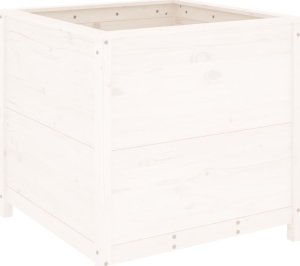 vidaXL Donica ogrodowa, biała, 82,5x82,5x78 cm, lite drewno sosnowe 2