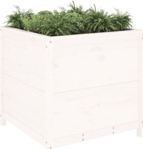 vidaXL Donica ogrodowa, biała, 82,5x82,5x78 cm, lite drewno sosnowe 3
