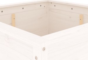 vidaXL Donica ogrodowa, biała, 82,5x82,5x78 cm, lite drewno sosnowe 7