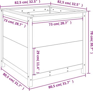 vidaXL Donica ogrodowa, biała, 82,5x82,5x78 cm, lite drewno sosnowe 8