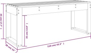 vidaXL Ławka ogrodowa, miodowy brąz, 110x38x45 cm, lite drewno sosnowe 8