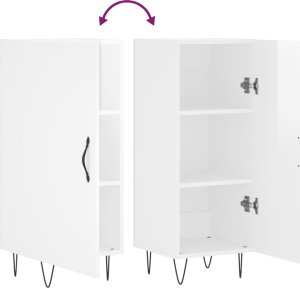 vidaXL Szafka, biała, połysk, 34,5x34x90 cm 8