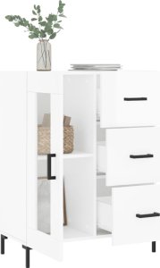 vidaXL Szafka, biała, połysk, 69,5x34x90 cm, materiał drewnopochodny 4