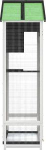 vidaXL Klatka dla ptaków, szara, 91,5x53x170 cm, lite drewno sosnowe 6