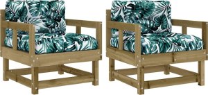vidaXL Fotele ogrodowe z poduszkami, 2 szt., impregnowana sosna 2