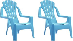 vidaXL Krzesła ogrodowe dla dzieci, 2 szt, niebieskie, 37x34x44 cm, PP 2