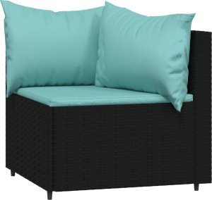 vidaXL 3-cz. zestaw wypoczynkowy do ogrodu, poduszki, czarny rattan PE 4