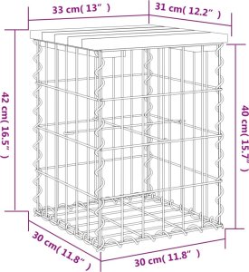 vidaXL Ławka ogrodowa z gabionem, 33x31x42 cm, impregnowana sosna 8