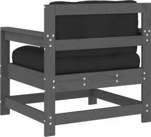 vidaXL Fotele ogrodowe z poduszkami, 2 szt, szare, lite drewno sosnowe 6