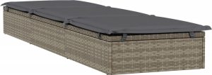vidaXL Leżak z poduszką, 1 szt., szary, 201x55x62 cm, polirattan 4