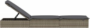 vidaXL Leżak z poduszką, 1 szt., szary, 201x55x62 cm, polirattan 6