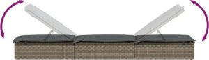 vidaXL Leżak z poduszką, 1 szt., szary, 201x55x62 cm, polirattan 7