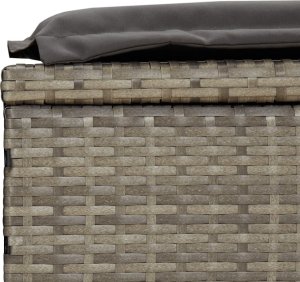 vidaXL Leżak z poduszką, 1 szt., szary, 201x55x62 cm, polirattan 9