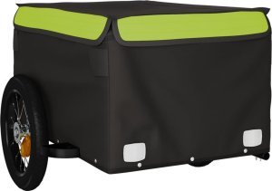vidaXL Przyczepka rowerowa, czarno-zielona, 30 kg, żelazo 4