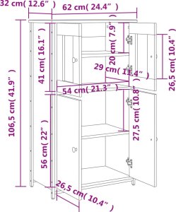 vidaXL Kredens, przydymiony dąb, 62x32x106,5 cm 10