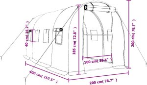 vidaXL Szklarnia ze stalową ramą, zielona, 8 m, 4x2x2 m 12