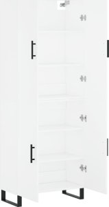 vidaXL Witrynka, biała, 69,5x34x180 cm, materiał drewnopochodny 4