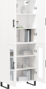 vidaXL Witrynka, biała, 69,5x34x180 cm, materiał drewnopochodny 3