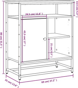 vidaXL Komoda, dąb sonoma, 69x35x80 cm, materiał drewnopochodny 11