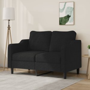 vidaXL Sofa 2-osobowa, czarna, 120 cm, tapicerowana tkaniną 1