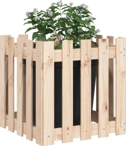 vidaXL Donica ogrodowa z płotkiem, 50x50x50 cm, lite drewno sosnowe 3