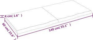 vidaXL Blat do łazienki, jasnobrązowy, 140x60x(2-4) cm, lite drewno 9