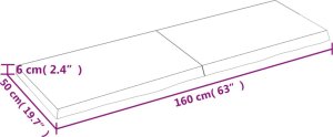 vidaXL Blat do łazienki, jasnobrązowy, 160x50x(2-6) cm, lite drewno 9