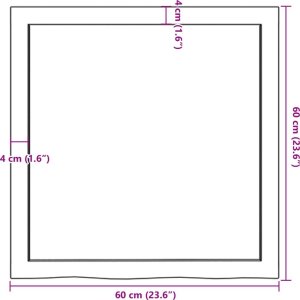 vidaXL Blat do łazienki, ciemnobrązowy, 60x60x(2-6) cm, lite drewno 9