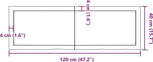vidaXL Blat stołu, ciemnobrązowy, 120x40x(2-6) cm, lite drewno dębowe 10