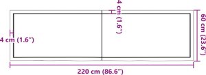 vidaXL Blat stołu, ciemnobrązowy, 220x60x(2-4) cm, lite drewno dębowe 10
