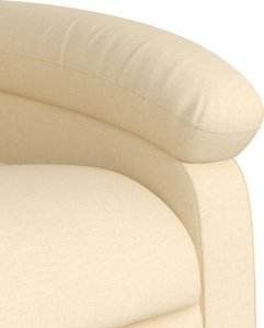vidaXL Rozkładany fotel masujący, kremowy, obity tkaniną 8