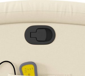 vidaXL Rozkładany fotel masujący, kremowy, obity tkaniną 9