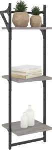 vidaXL 3-poziomowe półki z drążkami 2 szt. szary dąb sonoma 30x25x100 3