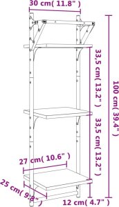vidaXL 3-poziomowe półki z drążkami 2 szt. szary dąb sonoma 30x25x100 9