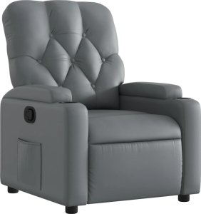 vidaXL Fotel rozkładany, szary, sztuczna skóra 2