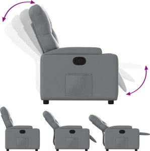 vidaXL Fotel rozkładany, szary, sztuczna skóra 4