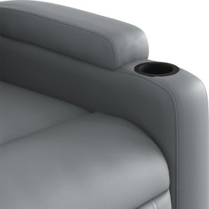 vidaXL Fotel rozkładany, szary, sztuczna skóra 8