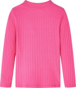 vidaXL Koszulka dziecięca z długimi rękawami, prążkowana, jaskrawy róż, 116 2