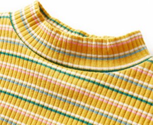 vidaXL Koszulka dziecięca z długimi rękawami, półgolf, ochra, 104 3