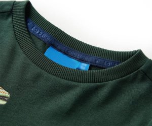 vidaXL Koszulka dziecięca z długimi rękawami, ciemnozielona, 92 3