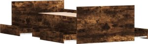 vidaXL Rama łóżka z wezgłowiem i zanóżkiem, przydymiony dąb, 100x200cm 5