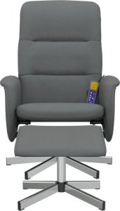 vidaXL Rozkładany fotel masujący z podnóżkiem, ciemnoszary, tkanina 3