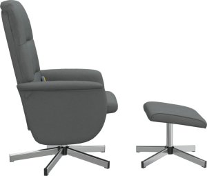 vidaXL Rozkładany fotel masujący z podnóżkiem, ciemnoszary, tkanina 4