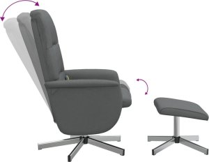 vidaXL Rozkładany fotel masujący z podnóżkiem, ciemnoszary, tkanina 6