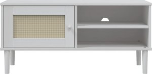 vidaXL Szafka TV SENJA, z plecionką, biała, 106x40x49 cm, sosnowa 4