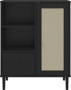 vidaXL Szafka SENJA, imitacja rattanu, czarna, 90x40x112 cm, sosnowa 5