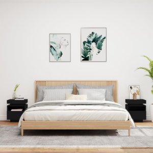 vidaXL Szafki nocne z oświetleniem LED, 2 szt., czarne, 40x39x48,5 cm 3