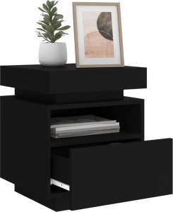vidaXL Szafki nocne z oświetleniem LED, 2 szt., czarne, 40x39x48,5 cm 4